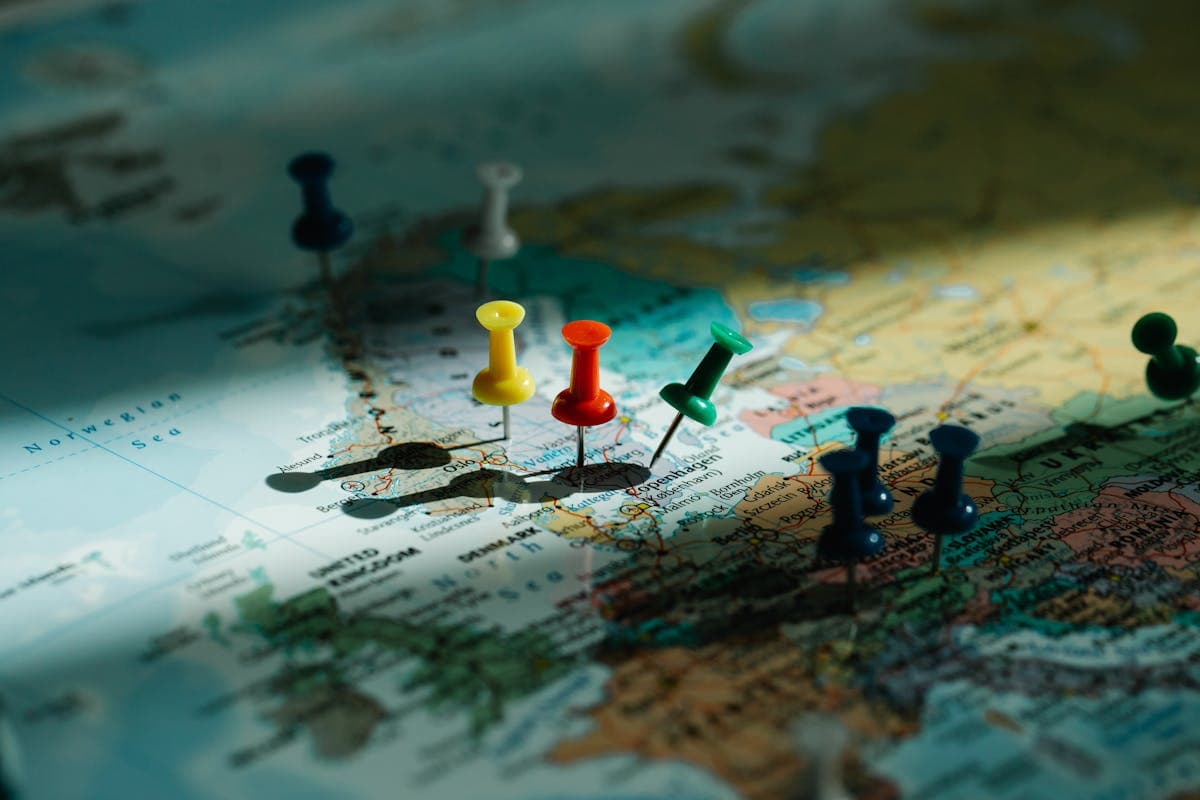 An international map showing countries around the world